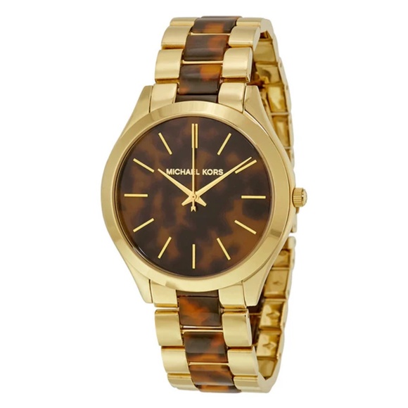Michael Kors MK4284 Runway Gold Tortoise Acetate Ladies Watch - Picture 1 of 7